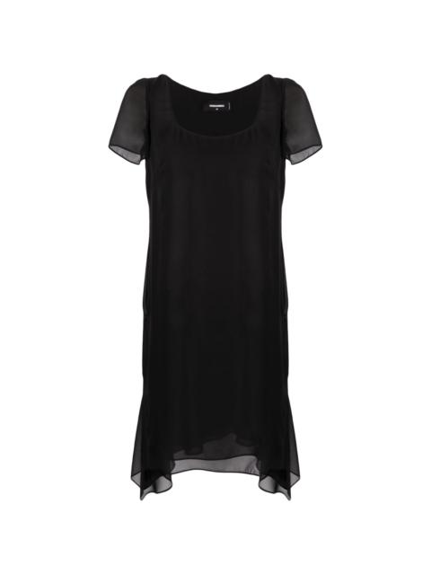 asymmetric-hem short-sleeve dress