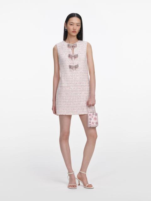self-portrait Pink Sequin Boucle Bow Mini Dress