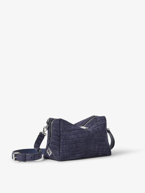 FENDI Fendi Lui Medium Navy blue nubuck crocodile leather bag