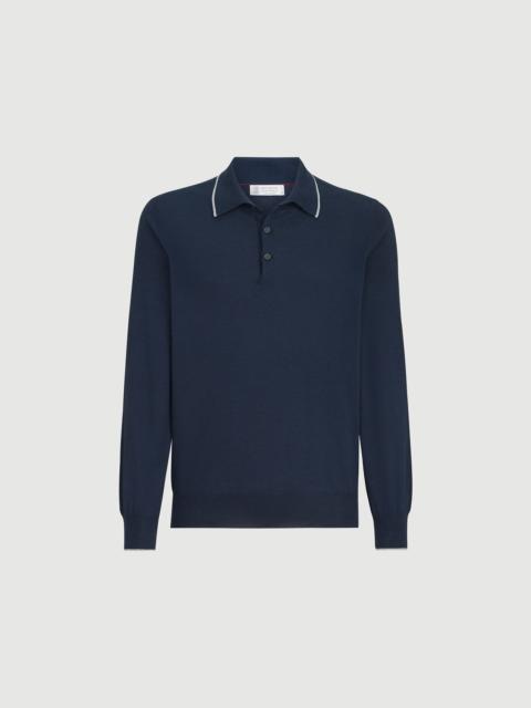 Brunello Cucinelli Sea Island cotton and cashmere lightweight knit polo