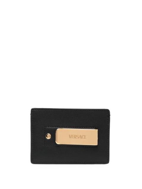 Card holder with engraved logo