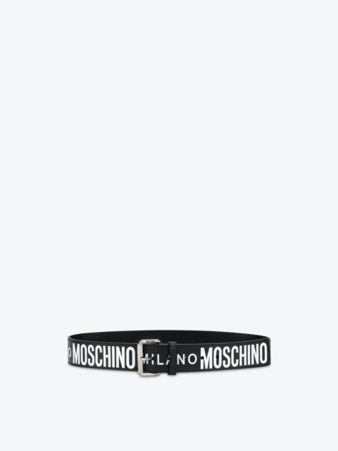 Moschino LEATHER BELT WITH ALL OVER LOGO
