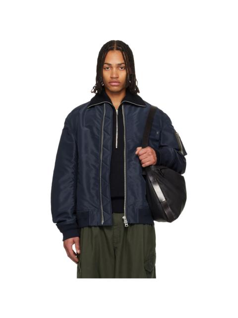 sacai Navy Nylon Twill Blouson Bomber Jacket