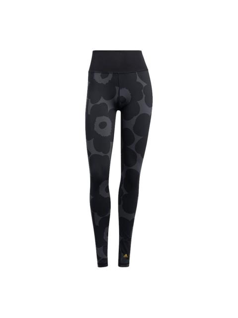 adidas (WMNS) adidas Marimekk Bt L T Pattern Printing Fitness Training Long Pants/Trousers Black HA3377