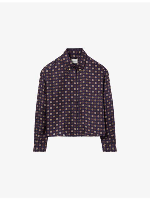 Claudie Pierlot Long-Sleeved Abstract-Print Silk Shirt