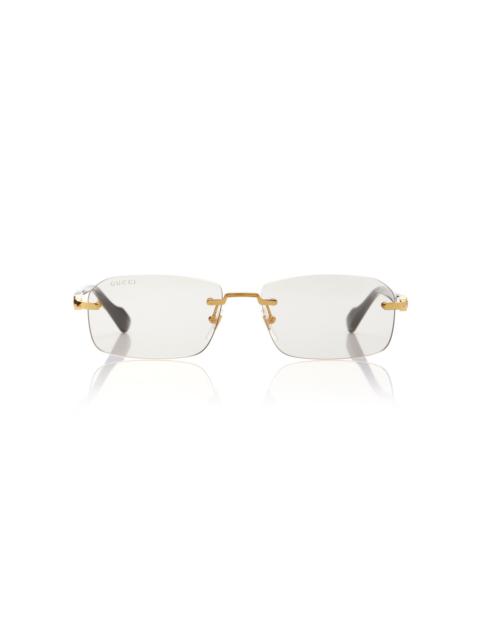Rectangular-Frame Metal Sunglasses neutral