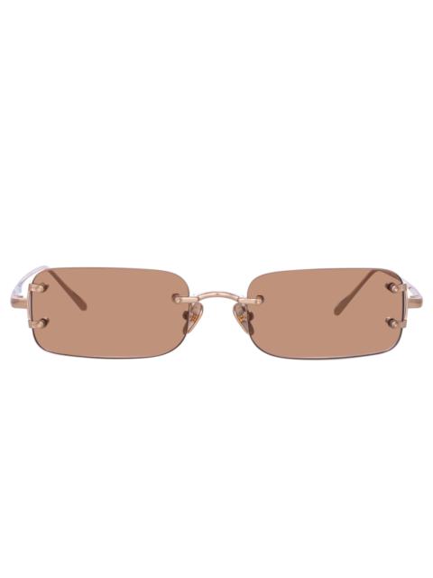 TAYLOR RECTANGULAR SUNGLASSES IN LIGHT GOLD AND SAND