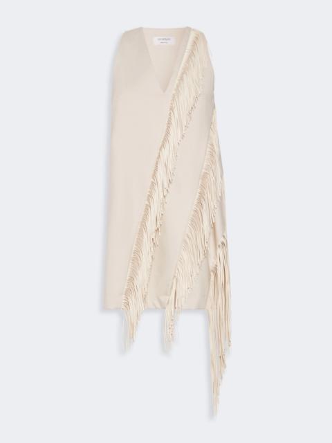 Sportmax GALOSCE Fringed twill mini dress - ECRU
