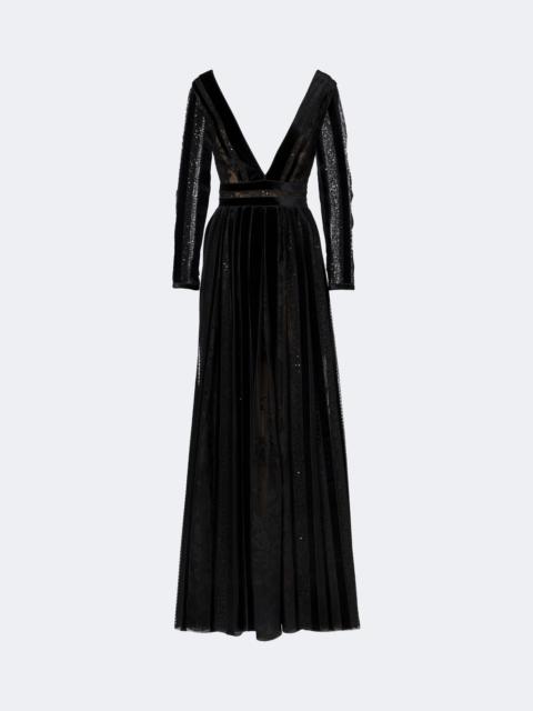 COSTARELLOS Malena sequined lace and velvet gown