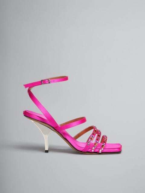 Marni FUCHSIA SATIN STRAPPY SANDAL