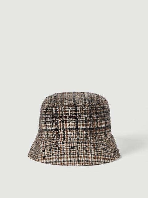 Brunello Cucinelli Water-resistant checked alpaca and wool bucket hat with dazzling degradé embroidery
