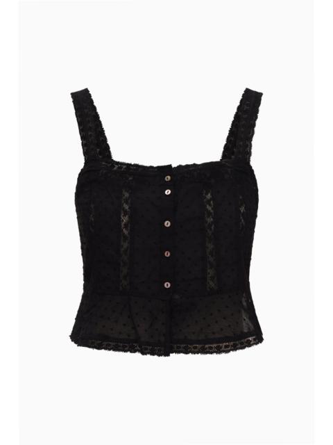 LoveShackFancy Vietta Cotton Lace Stripe Top