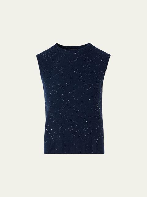 AKRIS Sequined Wool-Cashmere Sleeveless Sweater