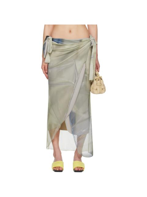 【AURALEE】FOIL PRINTED SILK LAWN SKIRT AURALEE Green Foil Printed Silk Lawn Maxi Skirt | REVERSIBLE