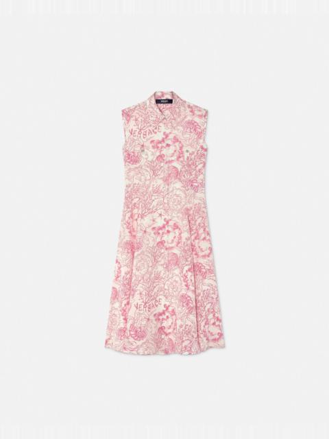 VERSACE Underwater Barocco Flowy Midi Shirt Dress