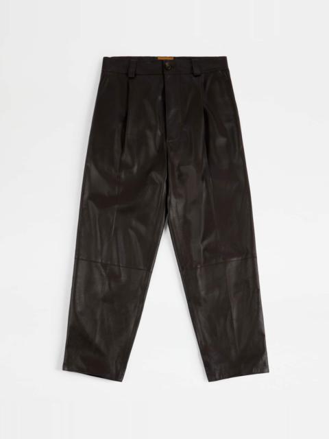 Tod's PANTS IN NAPPA LEATHER - BROWN