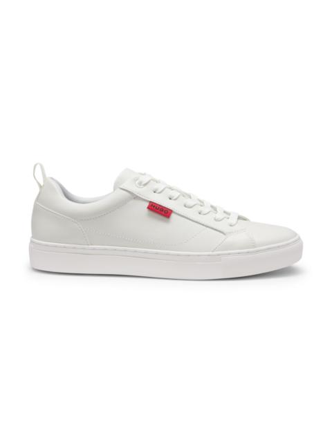 HUGO FAUX-LEATHER TRAINERS WITH RED LOGO FLAG