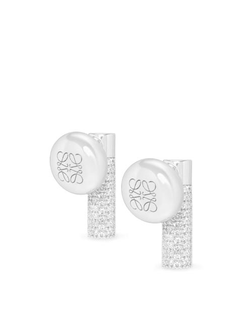Pebble stud earrings in sterling silver and crystals