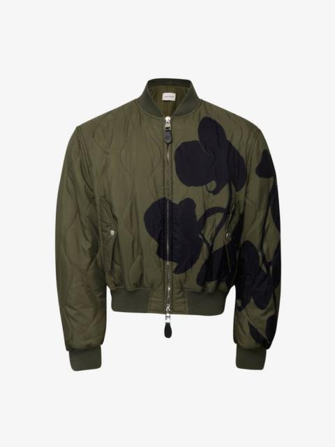 Alexander McQueen Men's Orchid Bomber Jacket in Khaki/black