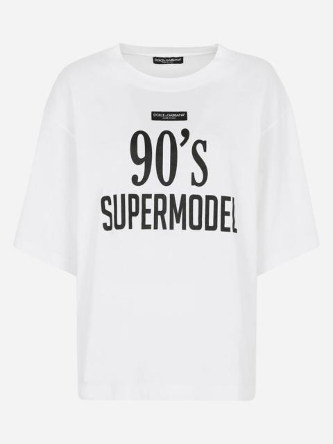 Jersey T-shirt with 90 supermodel print