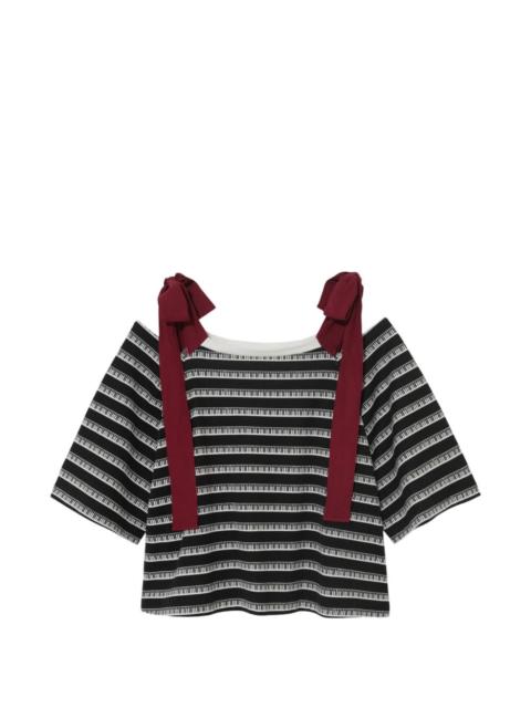 UNDERCOVER stripe tie ribbon shoulder blouse