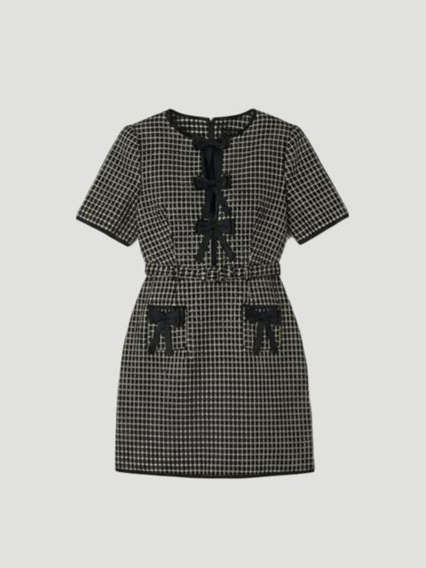 KAREN MILLEN Petite Tailored Tweed Bow Detail Mini Dress