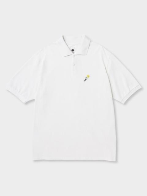 vowels Men's Cotton Pique Floral Embroidered Polo Shirt