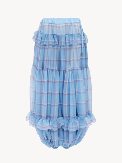 Chloé FLUID PLEATED PANTS IN CHECK SILK MOUSSELINE