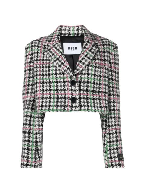 cropped houndstooth single-breasted blazer