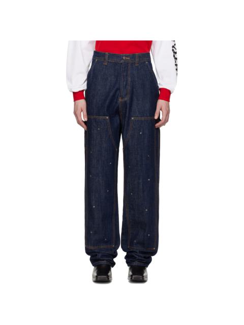 KUSIKOHC Navy Workwear Multi Rivet Jeans