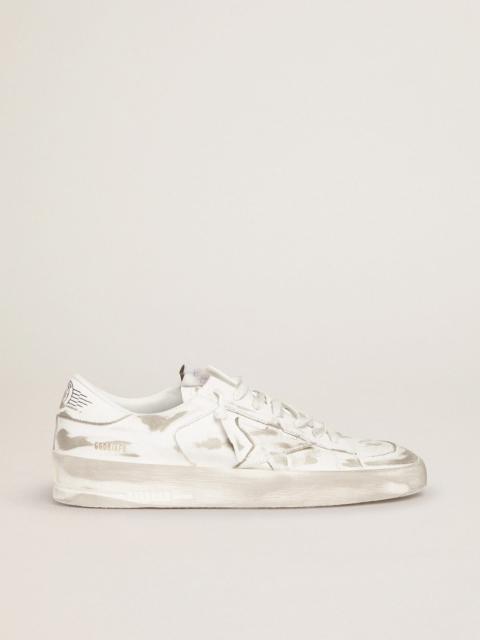 Golden Goose Men's Stardan in white leather with distressed effect