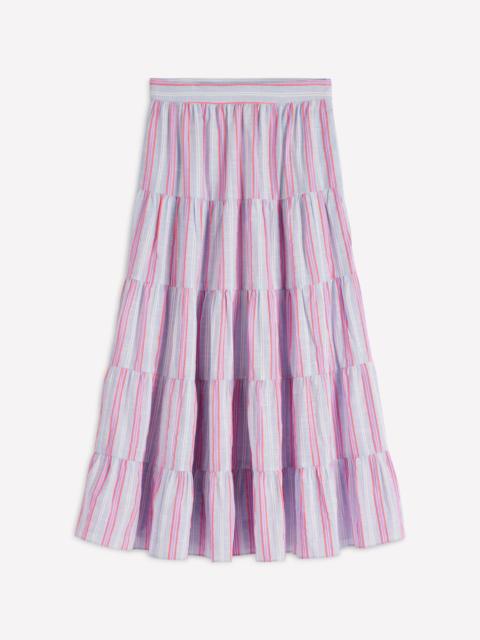 BODEN Tiered Poplin Midi Skirt-Metallic Stripe