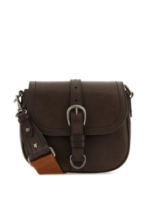 Medium Sally Bag in black leather with buckle and shoulder strap