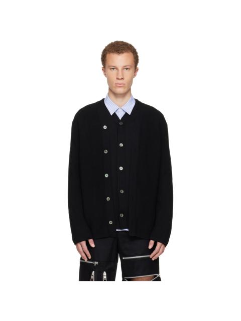 Comme des Garçons Homme Plus Black Worsted Wool Half Cardigan