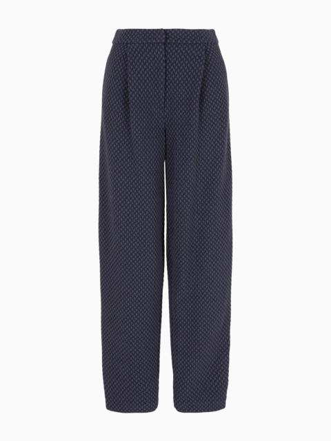 Knit-effect jacquard jersey trousers with darts