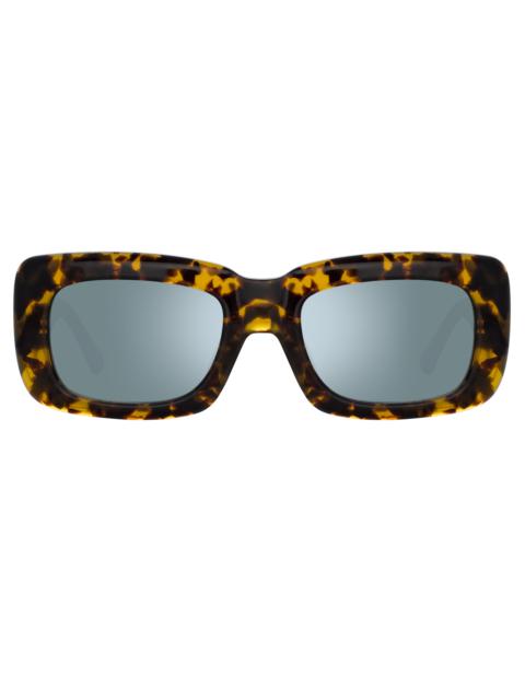 THE ATTICO MARFA RECTANGULAR SUNGLASSES IN TORTOISESHELL AND GREEN