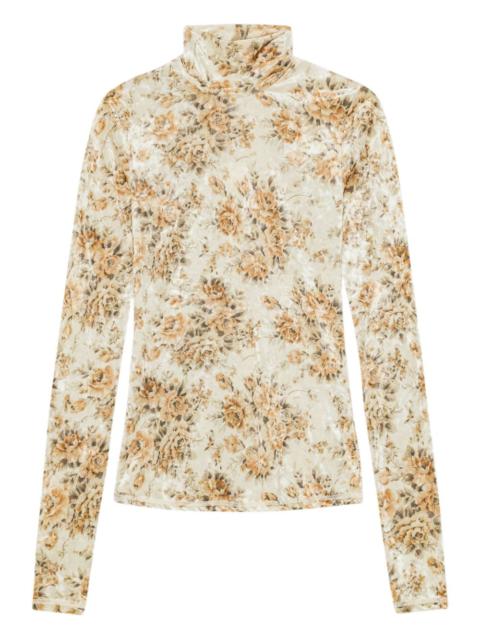 floral roll-necktop