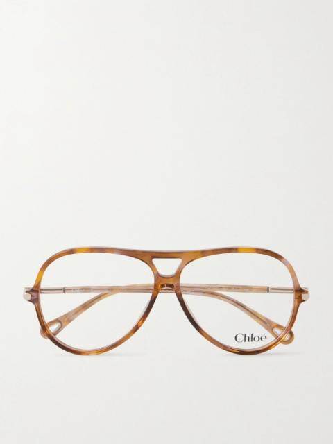 Chloé Tubolar aviator-style tortoiseshell acetate glasses Brown