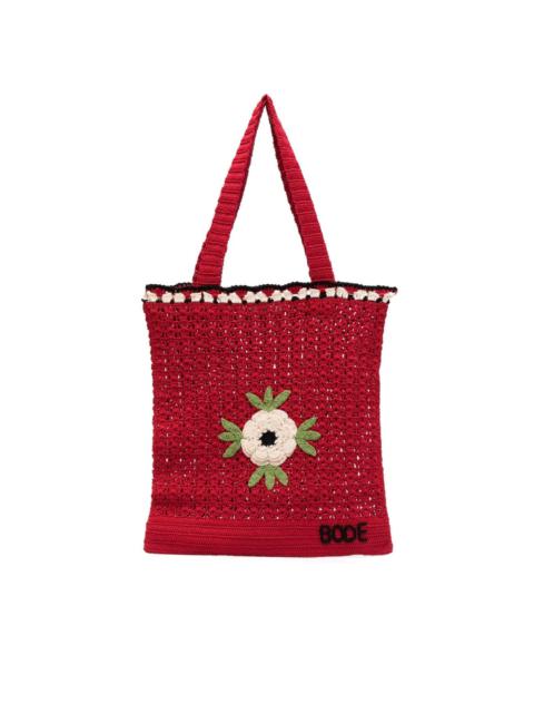 BODE Winchester Rose embroidered crochet tote bag