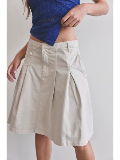 FREE PEOPLE Chino Pleated Midi Skirt