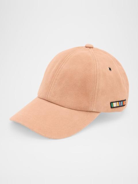 Paul Smith Men's Suede Signature Stripe Applique Baseball Cap