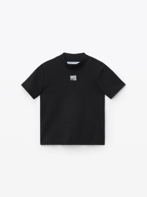 Alexander Wang LOGO PATCH MOCK NECK TOP IN BODYCON KNIT