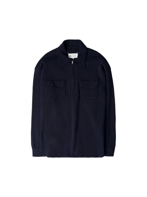 Maison Margiela Long-Sleeve Zip Up Polo Shirt 'Navy Blue'