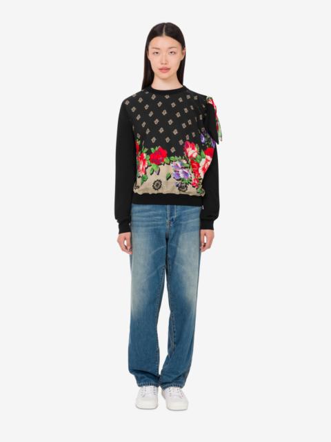 Moschino PURE COTTON AND SILK BLEND PRINTED PULLOVER