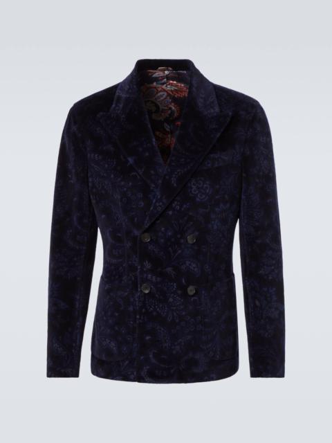 Etro Double-breasted cotton-blend velvet blazer