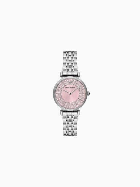 EMPORIO ARMANI TWO-HAND STAINLESS STEEL WATCH