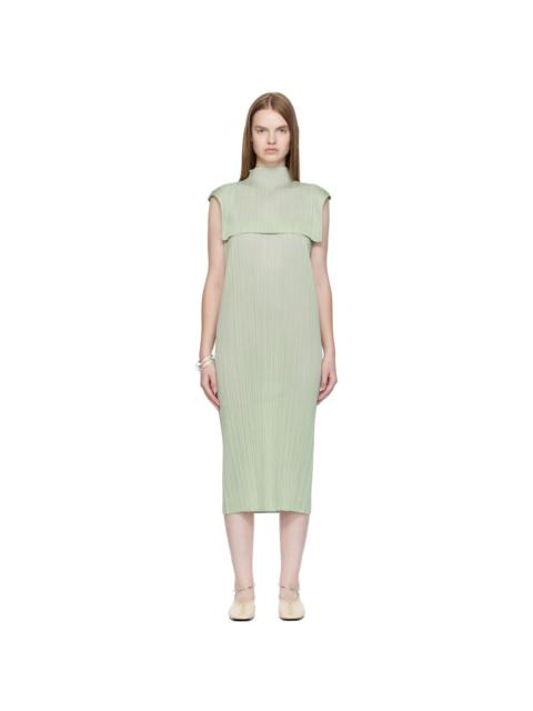 Pleats Please Issey Miyake Green Monthly Colors June Maxi Dress