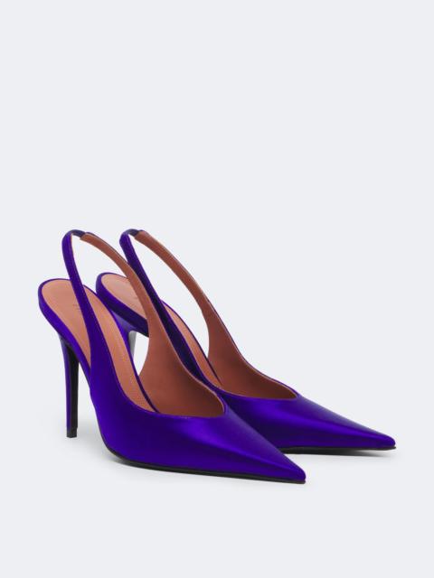Amina Muaddi Anok satin slingback pumps