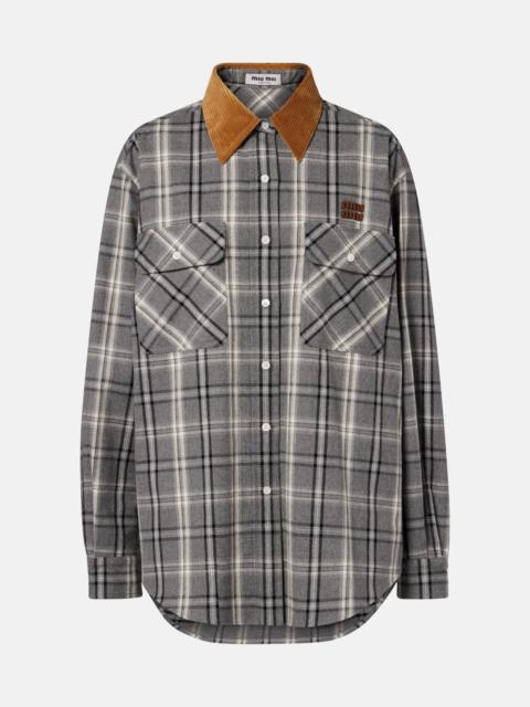 Miu Miu Plaid cotton flannel overshirt