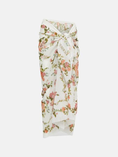 Floral cotton voile beach cover-up